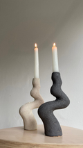 The "Serpentine" Organic Taper Holder — Wabi-Sabi Textured Stone Stand